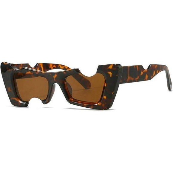 Accessories - Statement Sunglasses Tortoise Brown Unique Cut Out Frame Fashion Shades‎ Lentes